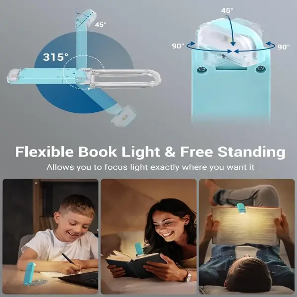 USB Rechargeable Book Light for Reading in Bed