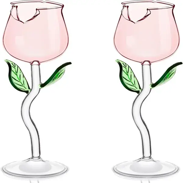 2 Pack Creative Rose Wine Glasses