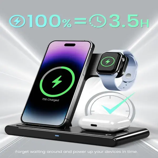 3-in-1 Wireless Charger for iPhone, Apple Watch, and AirPods